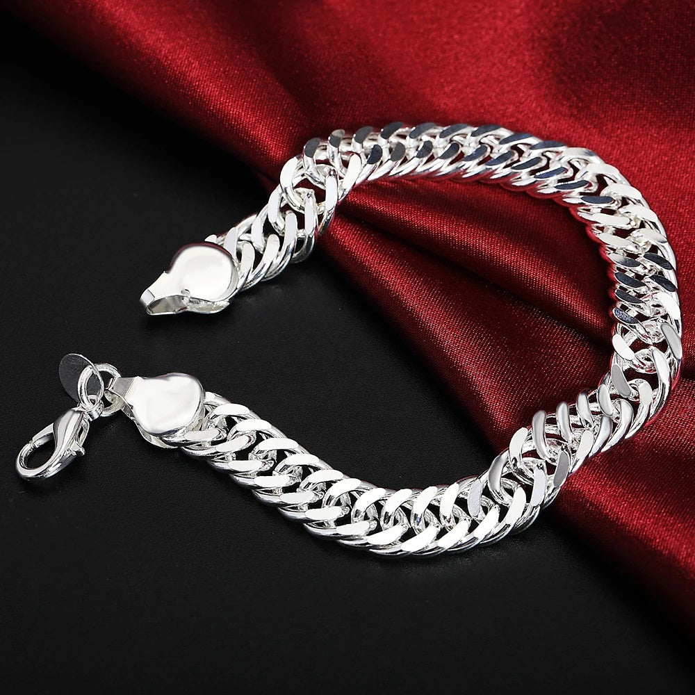 Ladies 925 Sterling Silver Solid Weave Chain Thick Bracelets