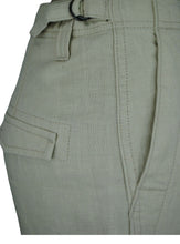 Load image into Gallery viewer, Ladies Beige Linen Cargo Carpri Crop Adjustable Waist Trousers
