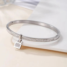 Load image into Gallery viewer, Ladies Luxury Crystal Lock Pendant Titanium Steel Bracelet Bangles
