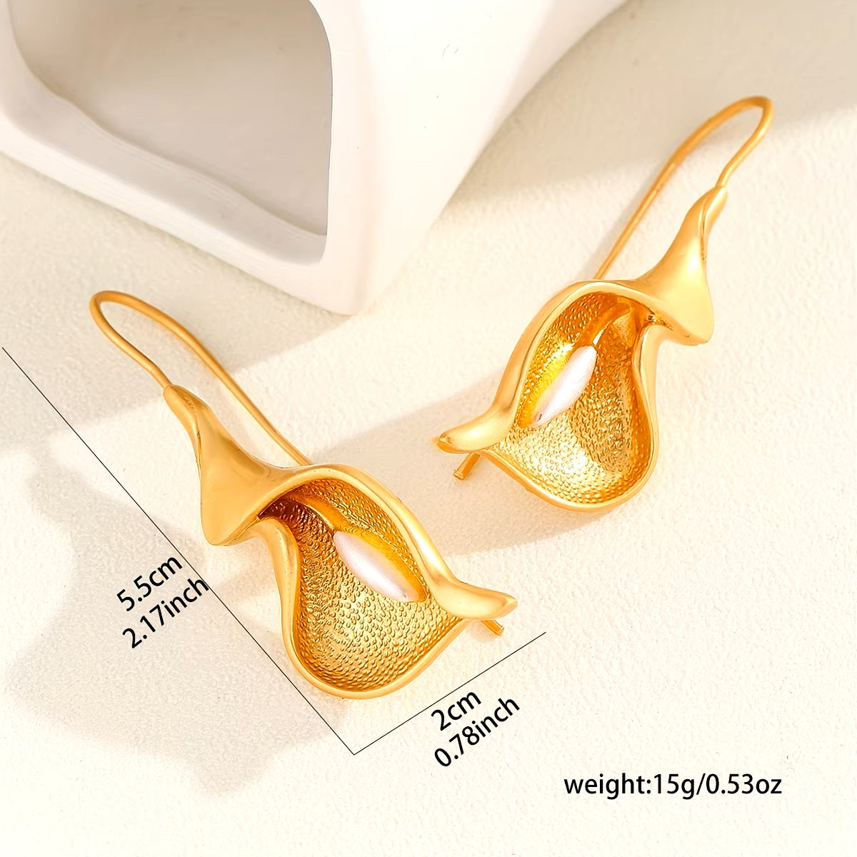 Ladies Plated Open Blooming Flower Push Back Hook Earrings