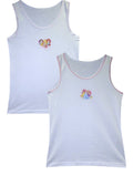 Girls Disney Princess White 2 Pack Soft Cotton Sleeveless Underwear Vests