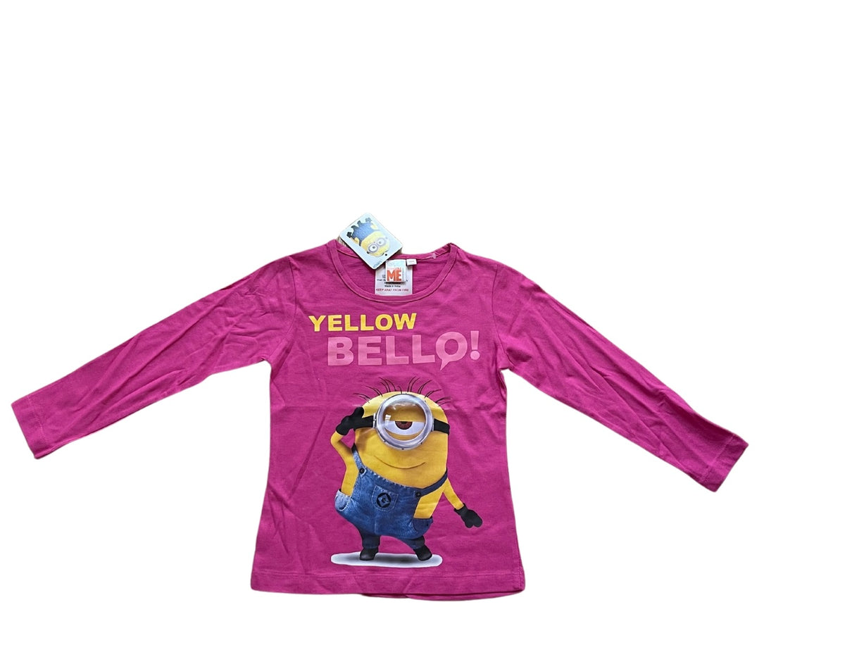 Girls Minion Despicable Me Cerise Yellow Bello Cotton Long Sleeve  Tops