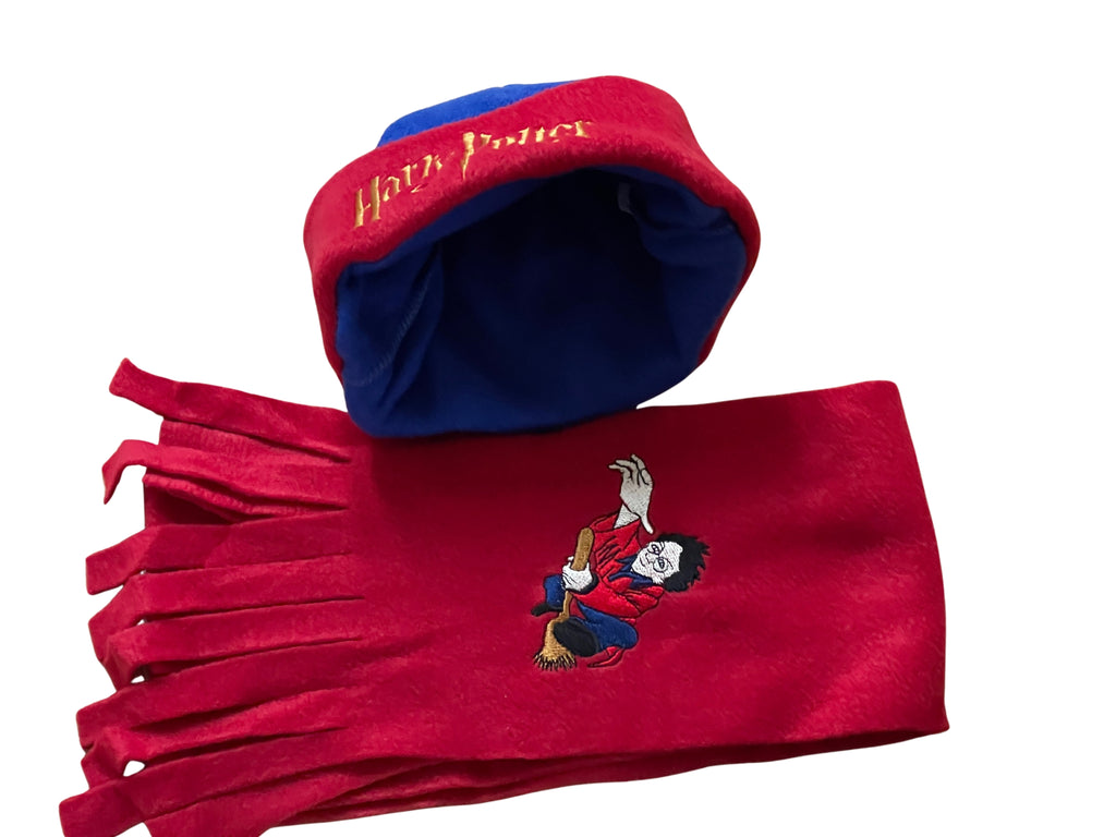 Kids Boys Red Blue Harry Portter Soft Fleece Warm Autum Winter Cap & Scarf Sets