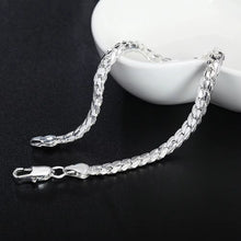 Load image into Gallery viewer, Ladies Mens 925 Sterling Silver Flat Weave Chain Thick Handchain Bracelets
