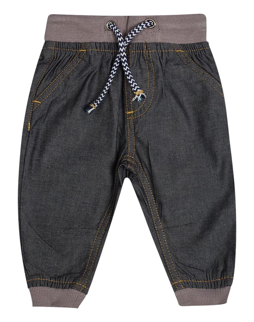 Baby Boys Toddler Washed Grey Cotton Elastic Waist Jog Pants