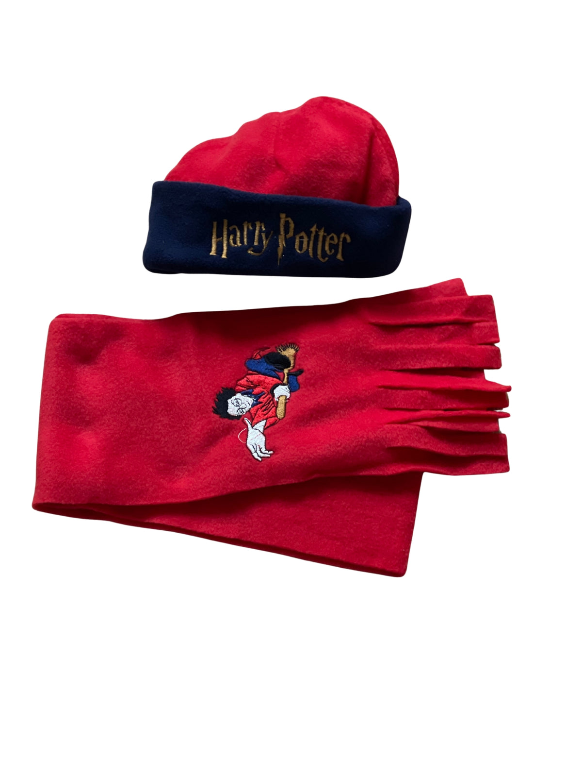 Boy Girls Red Scarf & Navy Trim Harry Potter Soft Fleece Warm Cap & Scarf sets