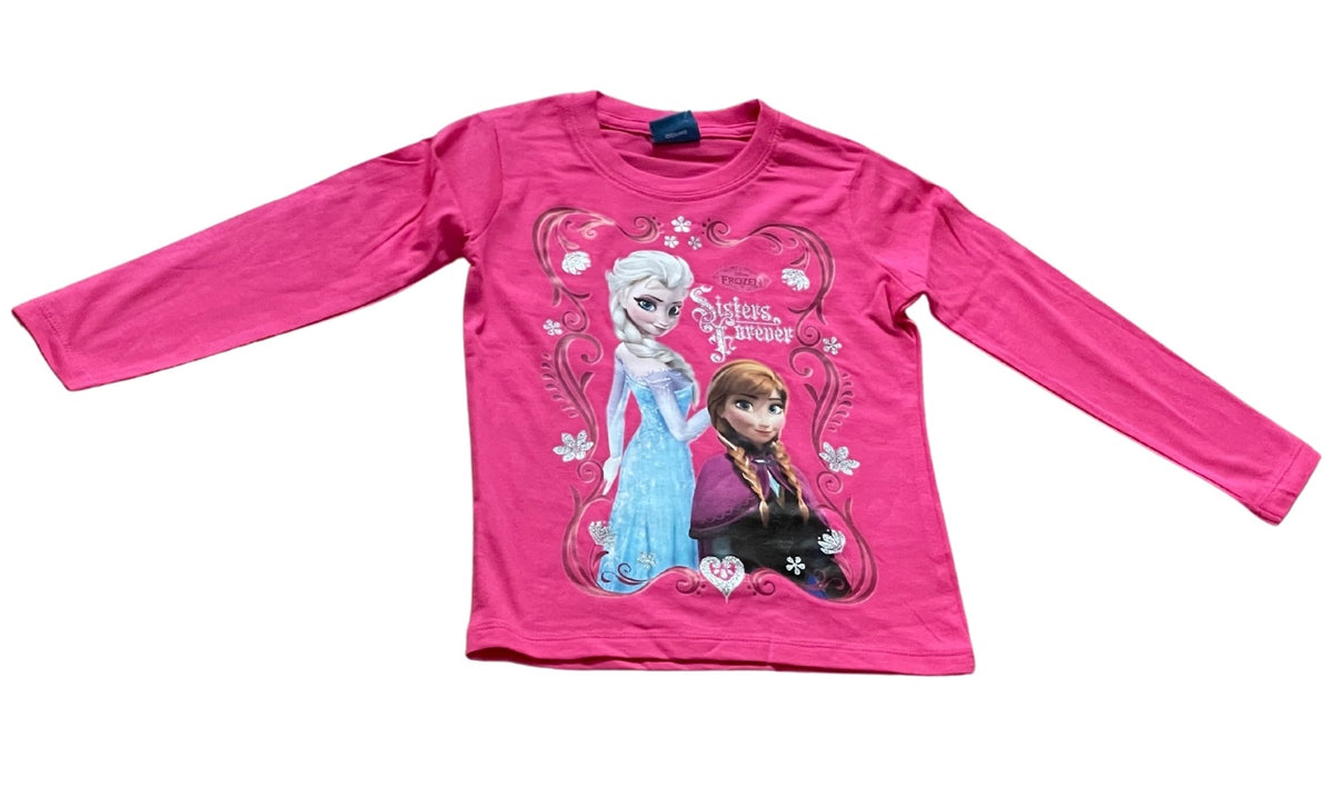 Girls Frozen Cerise Sisters Forever Cotton Long Sleeve Tunic Tops
