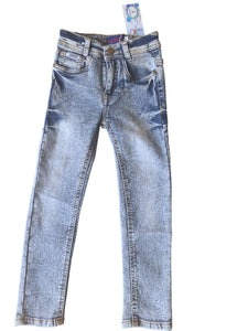 Girls Light Blue Wash Effect Stretchy Regular Fit Straight Leg Jeans