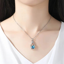 Load image into Gallery viewer, Ladies Silver Pink Blue Heart Crystal Drift Bottle Pendant Link Chain Necklaces
