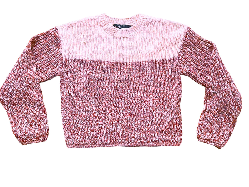 Girls Pink Colourblock Twist Knitted Long sleeve Jumper
