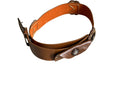 Ladies Brown Faux Leather Round Brass Metal Hook Buckle Plus Money Pouch Belts