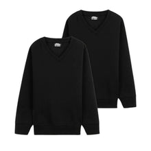 Load image into Gallery viewer, Boys Girls Black V Neck Fleece Pullover Casual School Jumper 2 Pack Sweatshirts
