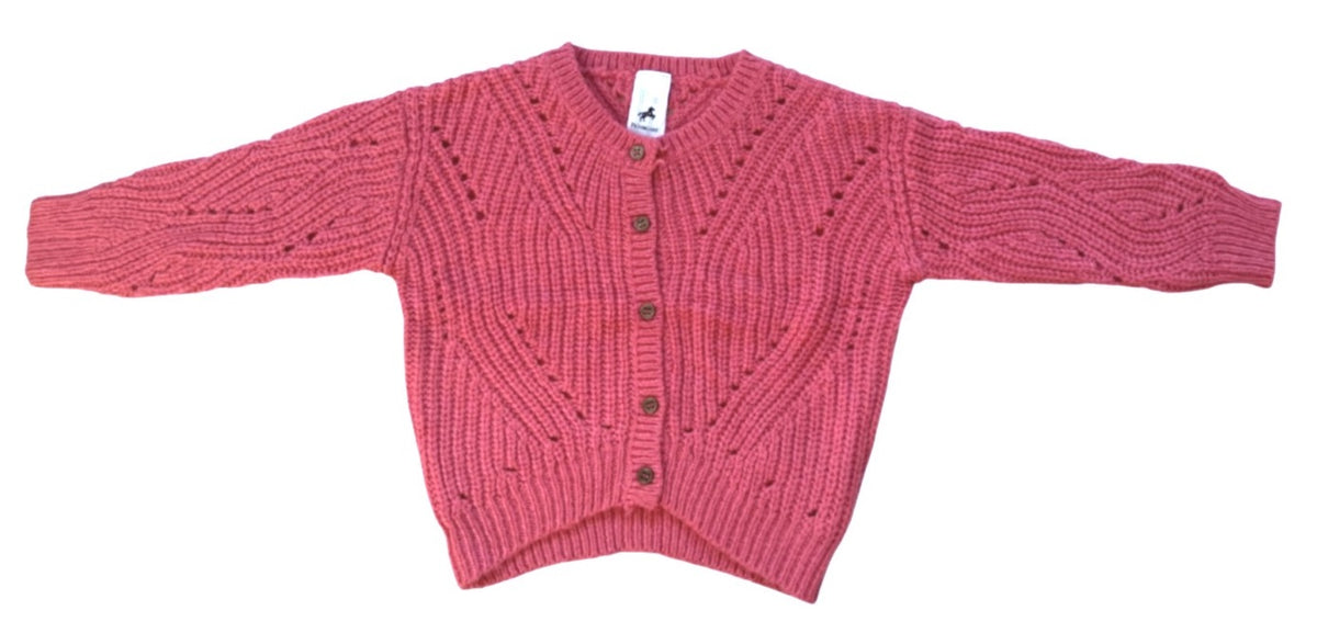 Girls Pink Soft Knitted Button Down Long Sleeve Cardigan