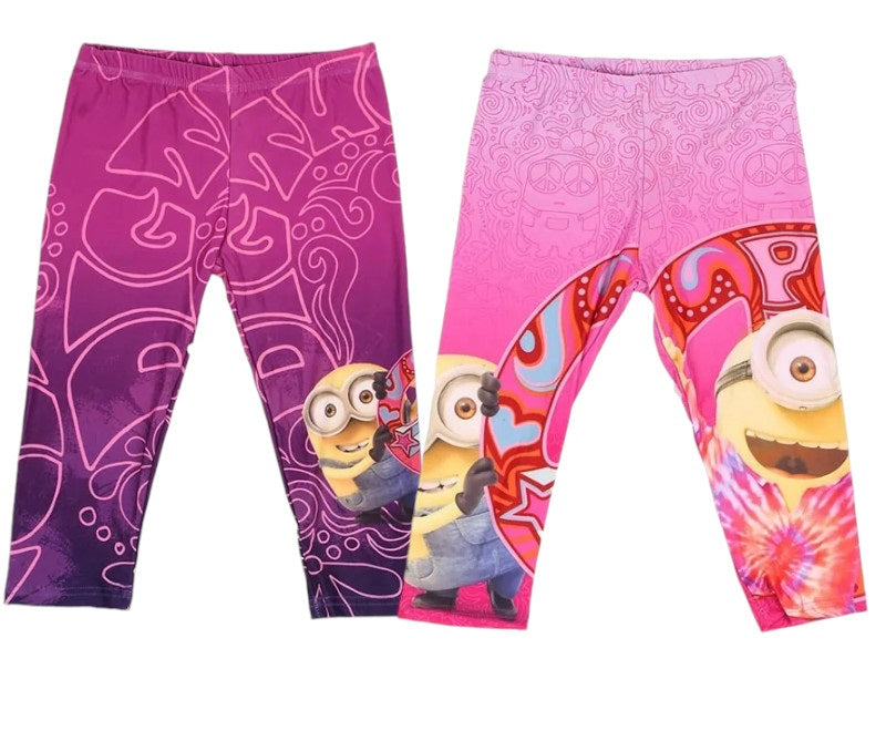 Girls Minions Soft Stretchy Short Length Leggings
