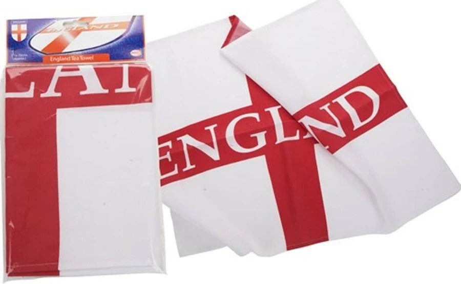 2 Piece England British St Georges Flag Red White Cotton Blend KitchenTea Towel
