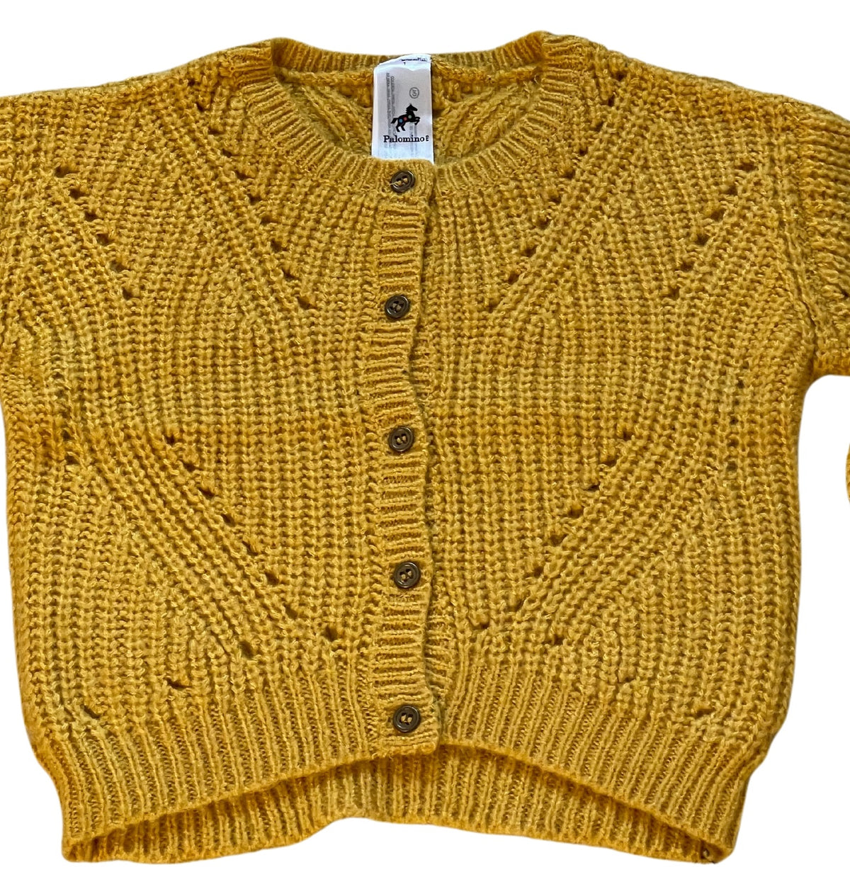 Girls Mustard Soft Knitted Button Down Long Sleeve Cardigan