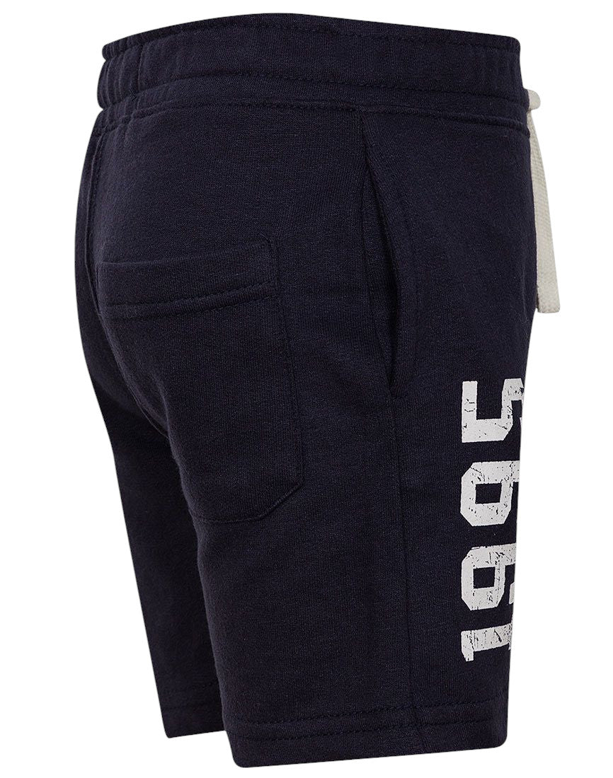 Boys Baby Boys Minoti Navy 1995 Print Elasticated Waist Sweat Shorts