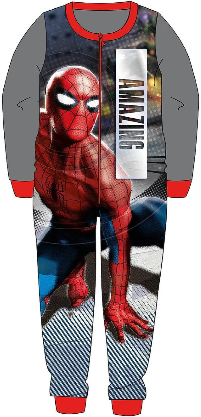 Boys Spiderman Soft Micro Fleece All In One Pyjamas