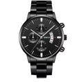 Mens Geneva Black Silver Stainless Steel Quartz Dial Analog Calendar Wrist Watch