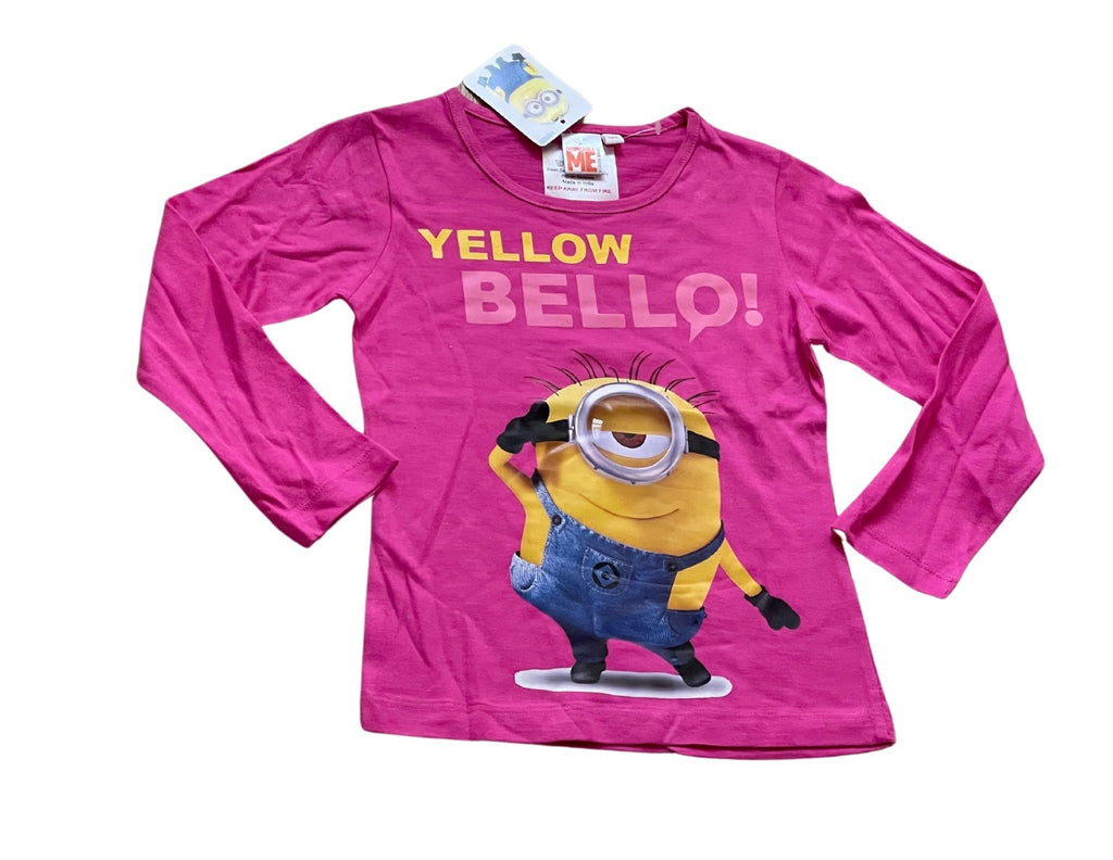 Girls Minion Despicable Me Cerise Yellow Bello Cotton Long Sleeve  Tops