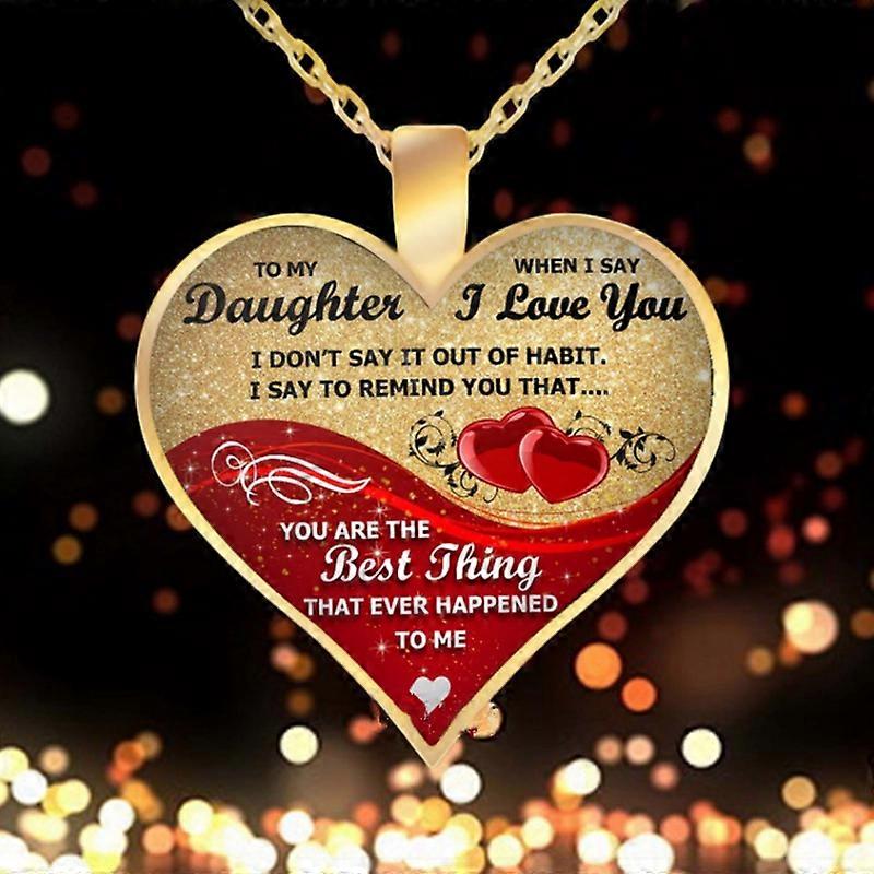 Gold Plated Silver Girls Daughters Gift I love you Heart Pendant Link Necklace