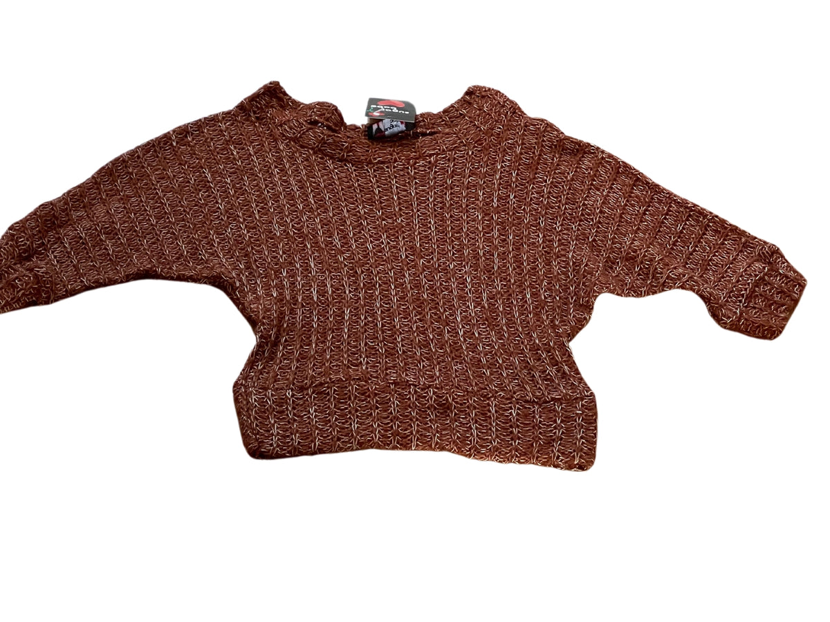Girls Burnt Brown Loose Knit Batwing 3/4 Sleeve Jumpers