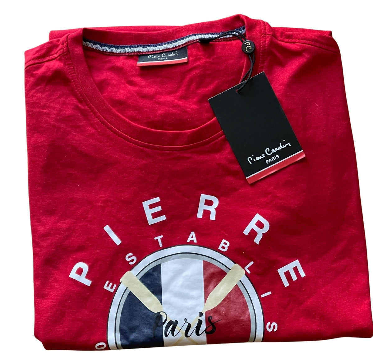 Mens Pierre Cardin Red Graphic Est. 1950 Prints Crew Neck Short sleeve T-Shirt