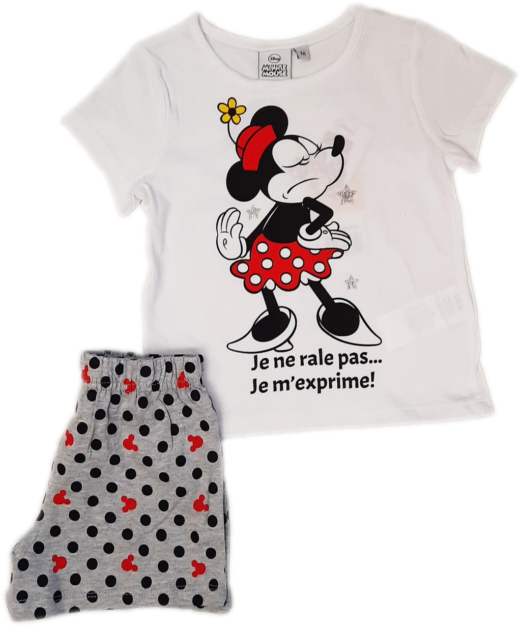 Girls Minnie Mouse Need More Sleep Shortie Nightwear Pj Top & Shorts Pyjamas Set