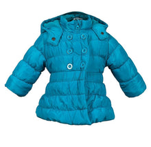 Load image into Gallery viewer, Girls Minoti Pink &amp; Teal Soft Fleece Lining Padded Quilted Hooded Winter Coats
