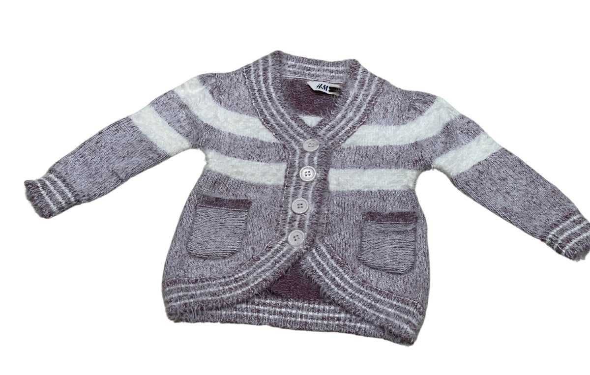 Girls Burgundy & White Soft Knitted Fluffy Marl Button Down Cardigan