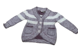 Girls Burgundy & White Soft Knitted Fluffy Marl Button Down Cardigan