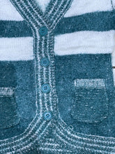 Load image into Gallery viewer, Girls Green &amp; White Soft Knitted Fluffy Marl Button Down Cardigan
