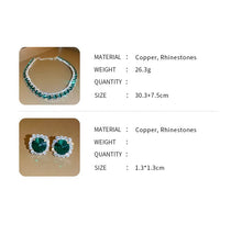 Load image into Gallery viewer, Ladies Luxury Green Rhinestone Stud Earrings Party Choker Necklace
