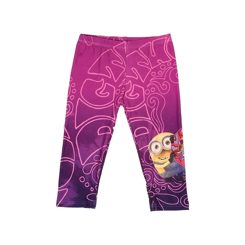 Girls Minions Soft Stretchy Short Length Leggings
