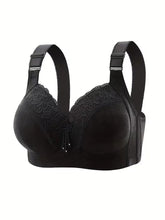 Load image into Gallery viewer, Ladies Black Floral Lace Firm Support Non-Wired Padded Full Cup Bra 36D
