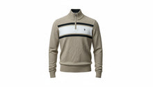 Load image into Gallery viewer, Mens U.S Polo Assn Beige Brown High Neck Zip Up Tight Knit Long Sleeve Jumper
