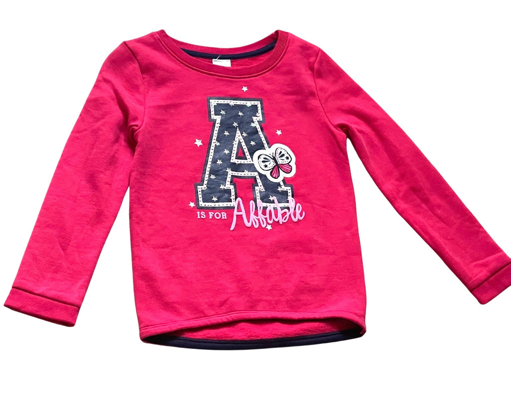 Girls Cerise A Star Butterfly Embroidered Dip Hem Sweatshirt Top