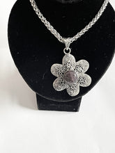 Load image into Gallery viewer, Ladies Sterling Silver Color Labradorite 925 Silver Pendant Link Chain Necklace
