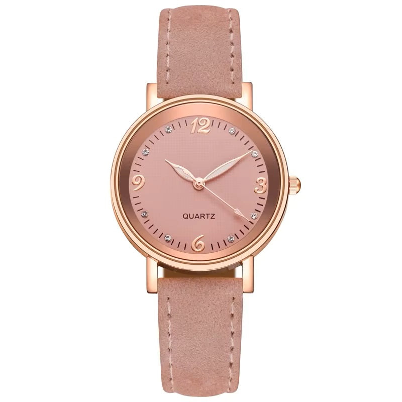 Ladies Girls Quartz Rose Gold Trim Stainless Steel Dial Crystal WristWatch