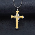 Ladies Mens Unisex Inlaid Crystal Cross Pendant Silver Long Link Chain Necklace