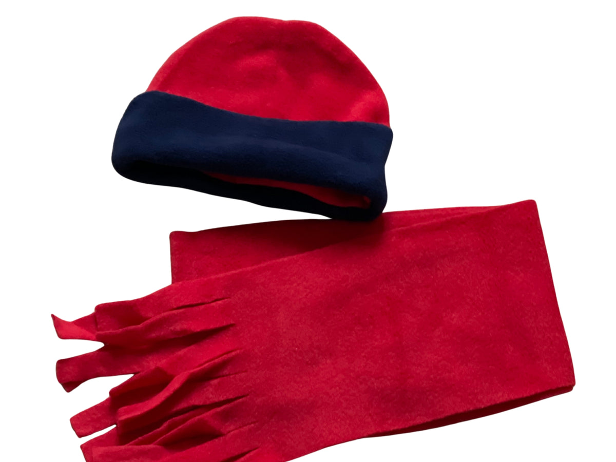 Boy Girls Red Scarf & Navy Trim Harry Potter Soft Fleece Warm Cap & Scarf sets