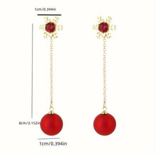Load image into Gallery viewer, Ladies Sparkling Red Crystal Snowflake Ball Drop Dangle Stud Earrings
