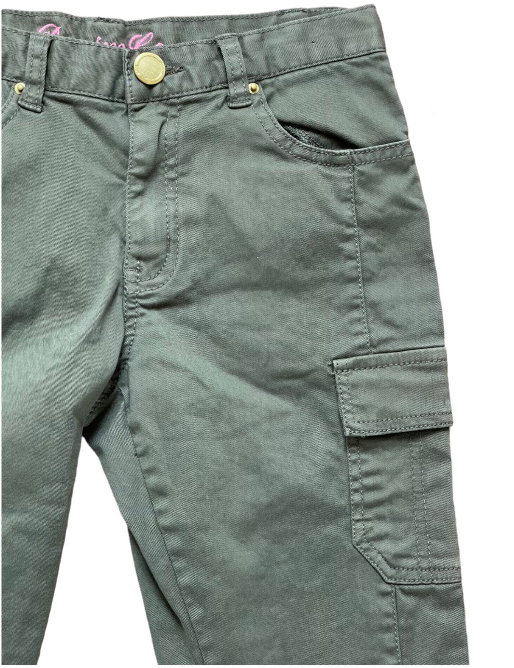 Boys Olive Cotton Rich Combat Cargo Casual Regular Fit Trousers