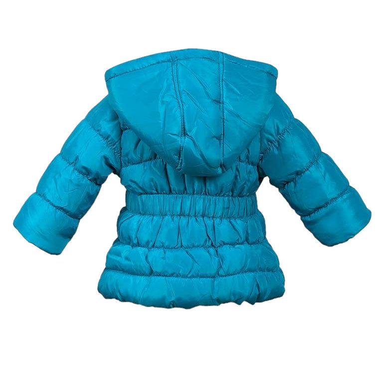 Girls Minoti Pink & Teal Soft Fleece Lining Padded Quilted Hooded Winter Coats
