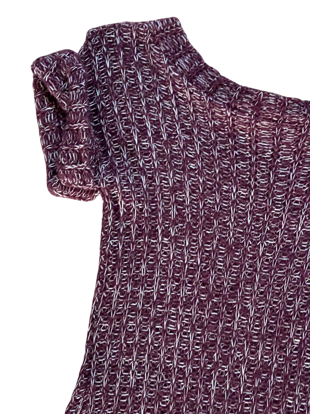 Girls Burgundy Loose Knit Roll Cap Sleeve Hem Tunic Long Jumper