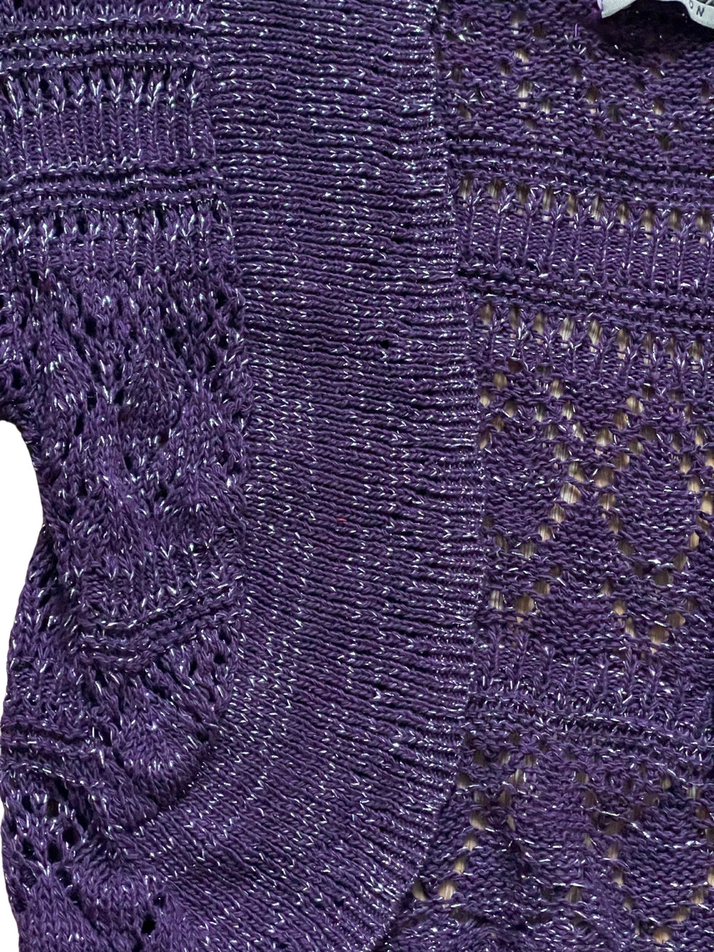 Girls Purple Shrug Knitted Crochet Longsleeve Cardigan