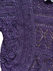 Girls Purple Shrug Knitted Crochet Longsleeve Cardigan