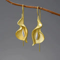 Ladies Plated Open Blooming Flower Push Back Hook Earrings