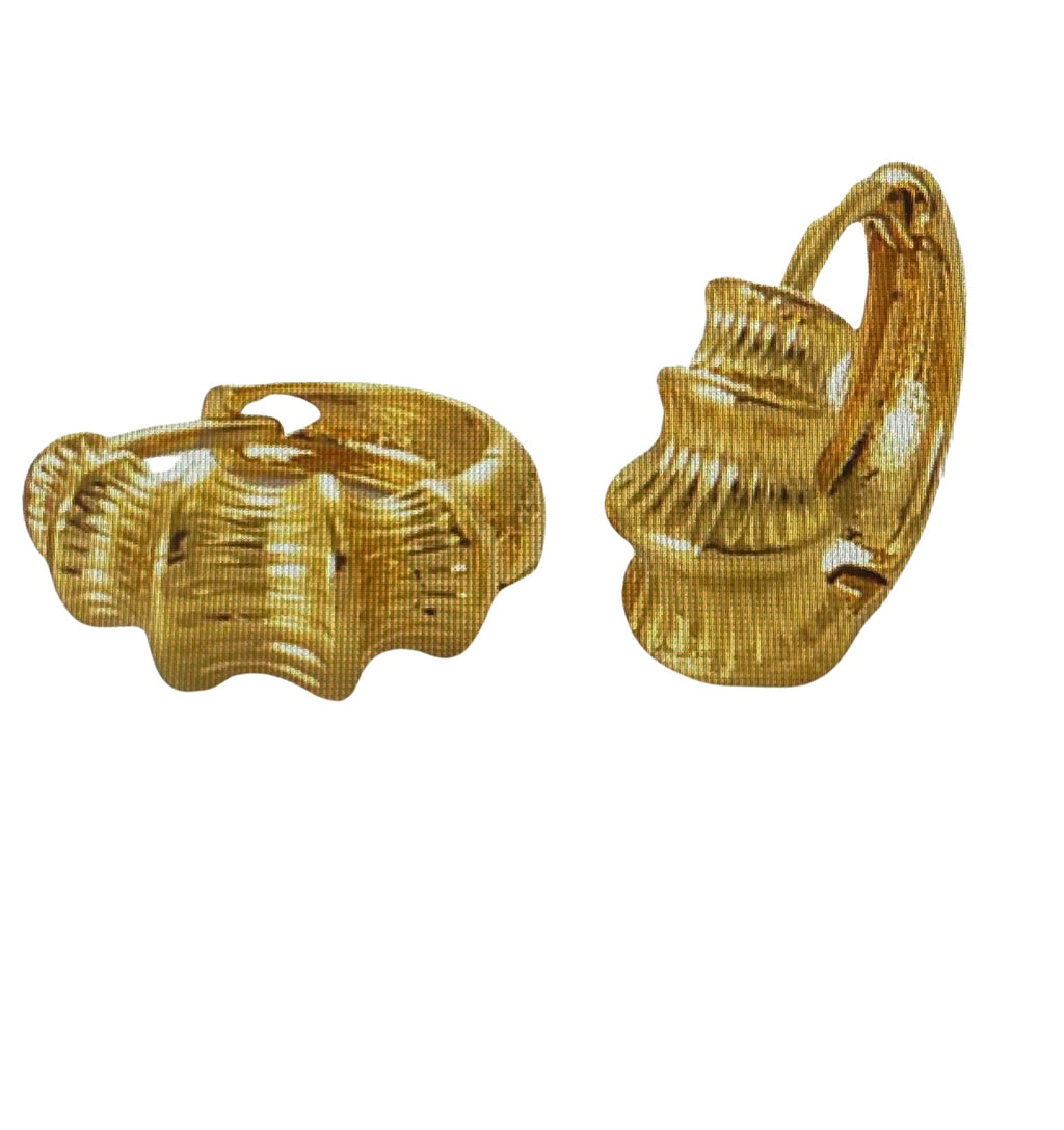 Ladies Girls Small Thick Mid Stripe Bamboo Joint Gold Plated Earrings