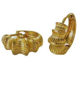 Ladies Girls Small Thick Mid Stripe Bamboo Joint Gold Plated Earrings